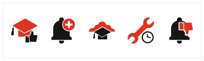A set of 5 Contact icons as like study, add notification, time setting vector