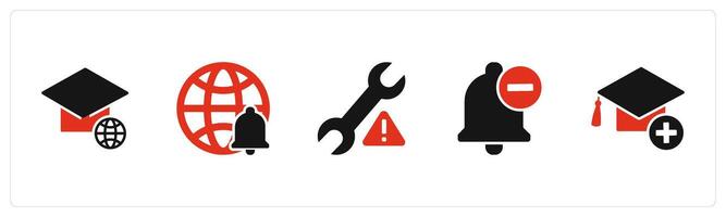 A set of 5 Contact icons as global study, global message, optimization vector