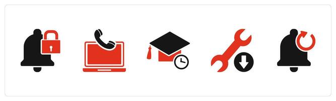 A set of 5 Contact icons as safety, online contacts, study time vector