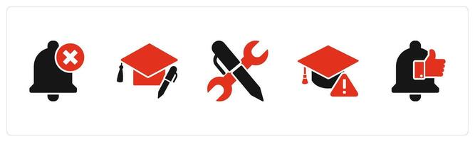 A set of 5 Contact icons as wrong notification, edit education, edit setting vector