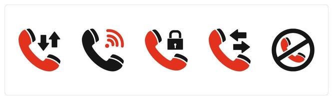 A set of 5 Contact icons as synchronize call, wifi call, call protection vector