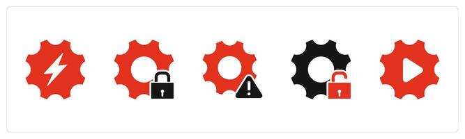 A set of 5 Contact icons as setting, setting protection, setting maintenance vector