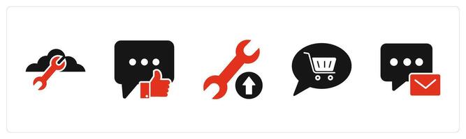 A set of 5 Contact icons as cloud setting, dislike message, maintenance vector