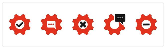 A set of 5 Contact icons as settings, setting message, maintenance vector
