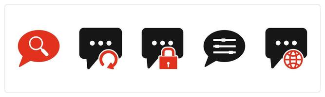 A set of 5 Contact icons as search message, refresh message, message protection vector