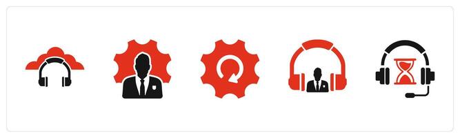 A set of 5 Contact icons as cloud music, business management, global setting vector