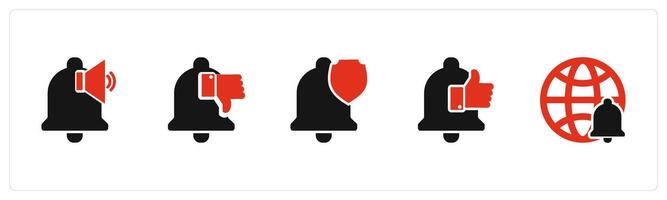 A set of 5 Contact icons as notification, dislike notification, security vector