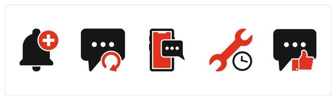 A set of 5 Contact icons as add notification, refresh message, mobile message vector