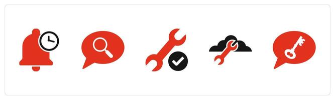 A set of 5 Contact icons as time notification, search message, repair vector