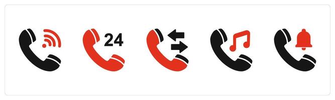 A set of 5 Contact icons as wifi call, 24x7 call, synchronize call vector