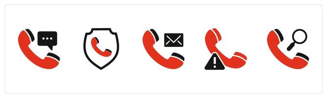 A set of 5 Contact icons as call message, call security, call message vector