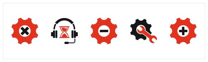 A set of 5 Contact icons as maintenance, music time, optimization vector