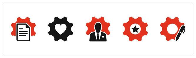 A set of 5 Contact icons as page settings, favorite setting, business management vector