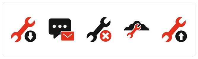 A set of 5 Contact icons as maintenance, message, cloud setting vector