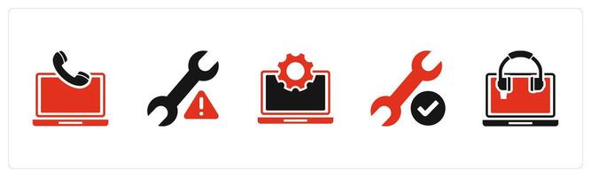 A set of 5 Contact icons as online contacts, optimization, laptop setting vector