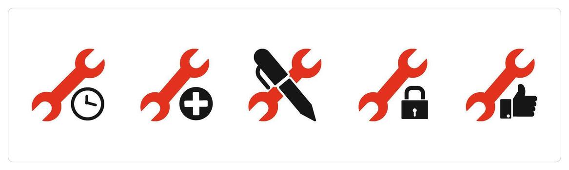 A set of 5 Contact icons as time setting, add setting, edit setting vector