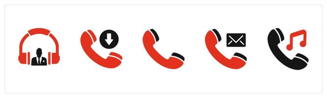 A set of 5 Contact icons as listen music, cut call, call vector