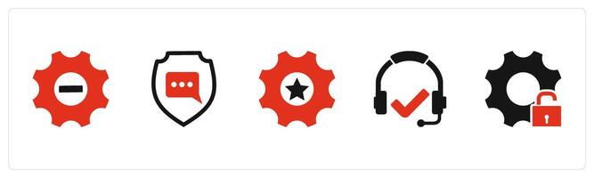 A set of 5 Contact icons as optimization, message security, favorite setting vector
