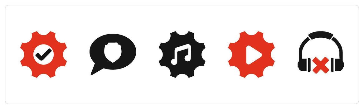 A set of 5 Contact icons as setting, message security, music setting vector