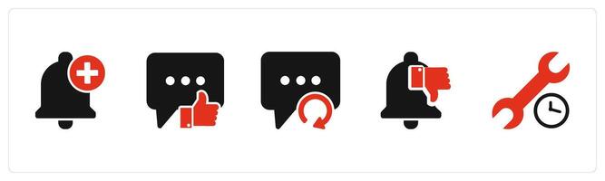 A set of 5 Contact icons as add notification, dislike message, refresh message vector