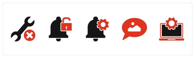 A set of 5 Contact icons as maintenance, protection, notification setting vector