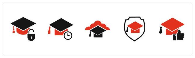 A set of 5 Contact icons as education security, study time, cloud education vector