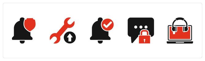 A set of 5 Contact icons as security, maintenance, right notification vector