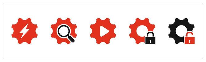 A set of 5 Contact icons as setting, setting search, setting vector