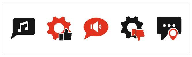 A set of 5 Contact icons as music message, like settings, volume vector
