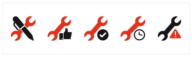 A set of 5 Contact icons as edit setting, like settings, repair vector