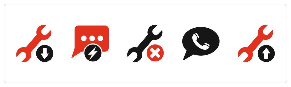 un conjunto de 5 5 contacto íconos como mantenimiento, rápido mensaje, llamada mensaje vector