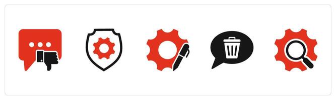 A set of 5 Contact icons as like message, setting security, edit settings vector