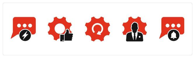 A set of 5 Contact icons as fast message, like settings, global setting vector