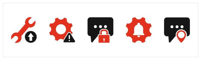 A set of 5 Contact icons as maintenance, setting maintenance, message protection vector