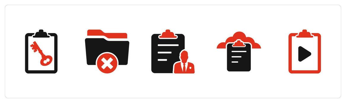 un conjunto de 5 5 documento íconos como página proteccion, incorrecto carpeta, documento vector