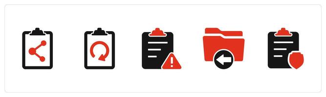 A set of 5 Document icons as share document, refresh page, page maintenance vector