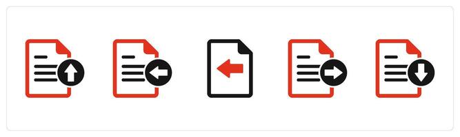A set of 5 Document icons as upload file, receive file, send file vector