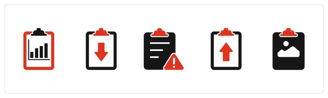 A set of 5 Document icons as graph document, download page, page maintenance vector