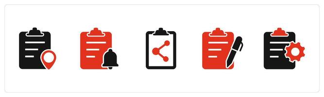 A set of 5 Document icons as location page, page notification, share document vector