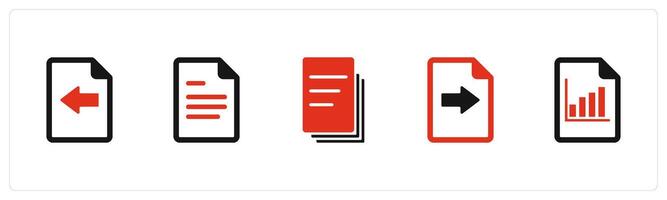 A set of 5 Document icons as receive file, document, duplicate copy vector