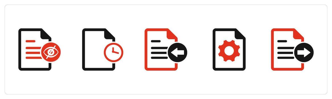 A set of 5 Document icons as invisible document, document time, receive file vector