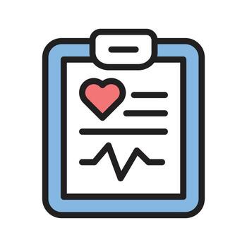 A clipboard displaying health data, representing medical records and diagnostics vector