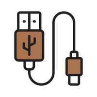 USB connector cable for data transfer between devices vector
