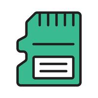 Small SD card for data storage and transfer in electronic devices vector