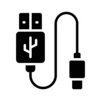 USB connector cable for data transfer between devices vector