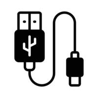 USB connector cable for data transfer between devices vector