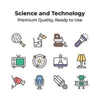 Collection of science and technology premium quality icons vector