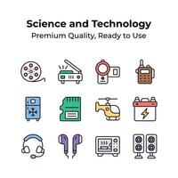 Set of science and technology icons in modern style vector
