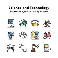 Collection of science and technology icons, ready to use in websites and mobile apps vector