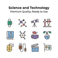 Get this amazing science and technology icons set, ready for premium use vector